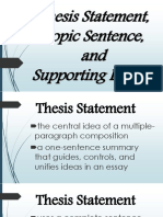 Thesis Statement Topic Sentence Supporting Details