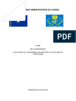 Livre Sur La Loi Relative A La Nationalite Congolaise, en Vigueur Depuis Novembre 2004