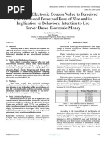 The Effect of Electronic Coupon Value To Perceived Usefulness and Perceived Ease-of-Use and Its Implication To Behavioral Intention To Use Server-Based Electronic Money