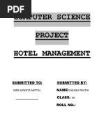 Computer Science Investigatory Project "Hotel Management" Class 12th