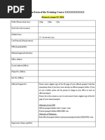 Nomination Form of The Training Course On XXXX Format