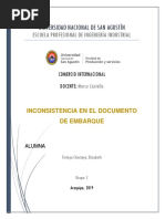 Inconsistencia en El Documento de Embarque