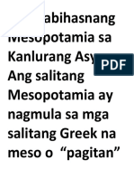 Ang Kabihasnang Mesopotamia Sa Kanlurang Asya