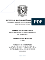 Saturación Urbana y Su Impacto en La Sostenibilidad de La CDMX 1990-2015