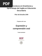 Expresión y Comprensión Oral Plan 2018