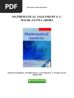 Mathematical Analysis by S C Malik Savita Arora PDF