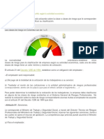 Clases de Riesgo para Cotización en La ARL Según La Actividad Económica