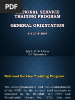 National Service Training Program Orientation