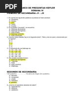 Banco de Preguntas Kepler - Cuarta Semana Primero Hasta Pre U