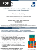 A WENO-Based Code For Investigating RANS Model Closures For Multicomponent Hydrodynamic Instabilities