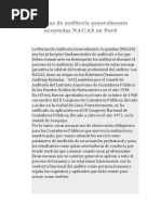 Normas de Auditoría Generalmente Aceptadas NAGAS en Perú