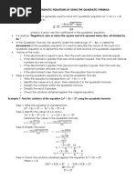 Solving Quadratic Equations by Using The Quadratic Formula