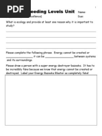 Ecology Feeding Levels Assessment / Homework For Educators - Download Unit at Www. Science Powerpoint