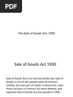 BUSINESS LAW - The Sale of Goods Act, 1930