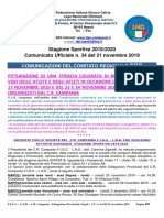 Comunicato Ufficiale N. 34 Del 21 Novembre 2019