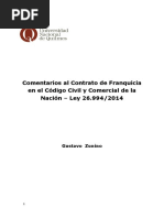 Contrato de Franquicia en El Código Civil y Comercial de La Nación - Ley 26994