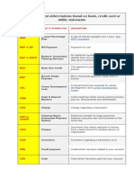 Bank Statement Abbreviations Found On Bank