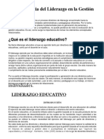 La Importancia Del Liderazgo en La Gestión Educativa