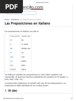 Las Preposiciones en Italiano