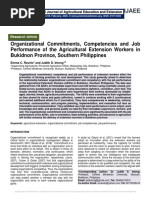 Organizational Commitments, Competencies and Job Performance of The Agricultural Extension Workers in Bukidnon Province, Southern Philippines