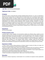 Data Overview - SR. PETROLEUM ENGINEER 