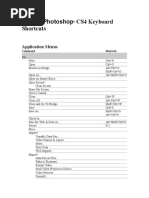 Adobe Photoshop CS4 Keyboard Shortcuts: Application Menus