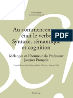 Au Commencement 233 Tait Le Verbe - Syntaxe S 233 Mantique Et Cognition - Peter Lang PDF