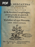 Della Mercatra Et Del Mercante Perfetto. Libri Quattro Di M. Benedetto Cotrugli Ruageo