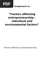 Factors Affecting Entrepreneurship