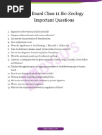 TN Board Class 11 Bio Zoology Important Questions PDF