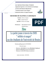 Le Parler Jeune À Travers Les SMS BENAMMAR Soumeya etMADOUI Hayat PDF