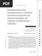 Estereotipo Cuerpo Afrodescediente Roque Moreno. Teresa Gonzalez Fanning Richard Leonardo Loayza