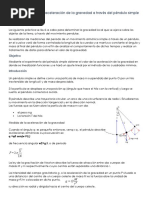 Determinación de La Aceleración de La Gravedad A Través Del Péndulo Simple