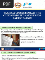 Code Mandated Avenues of CSO Participation