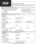 Budget Preparation Checklist