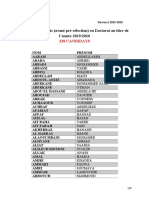 Liste Des Candidats Pre Inscrits en Doctorat 2019 2020 PDF