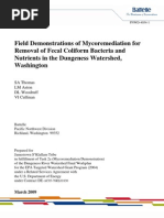 Field Demonstrations of Mycoremediation For Removal of Fecal Coliform Bacteria and Nutrients in The Dungeness Watershed, Washington