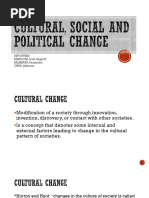 Cultural, Social and Political Change