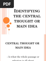 Identifying The Central Thought or Main Idea. Charis