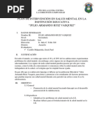 Plan de Intervención en Salud Mental en La Institución Educativa