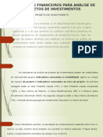 Indicadores Financeiros para Análise de Projetos de Investimentos