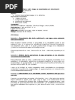 Secuencia de Enseñanza Sobre El Agua en Los Alimentos y La Alimentación