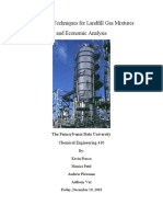 Separation Techniques For Landfill Gas Mixtures and Economic Analysis