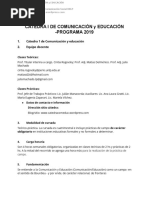 PERIODISMO Cátedra Comunicación y Educación - Programa