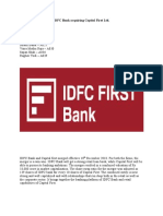 IDFC Bank Acquiring Capital First LTD