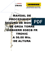 Procedimiento Seguro de Montaje Grúa Liebherr 85ECB Empotrada A 56 00 Mts Altura ORION