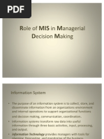 Role of MIS in Managerial Decision Making