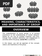 I. Meaning, Characteristics, & Importance of Group