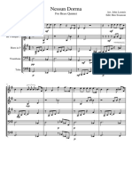 Nessun Dorma For Brass Quintet PDF