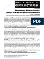 Investigar La Dramaturgia Del Actor: La Antropología Teatral y Sus Aplicaciones Científicas